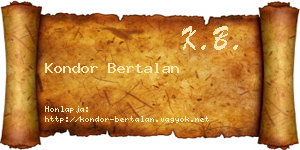 Kondor Bertalan névjegykártya